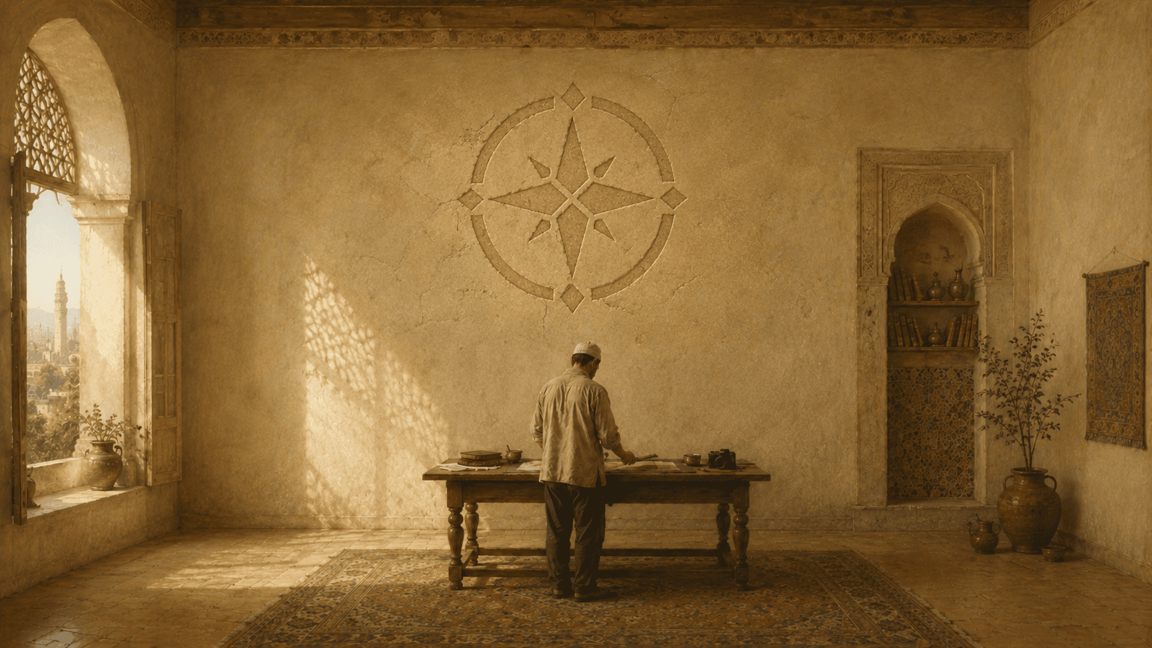 Inner Compass artwork in a sunlit room